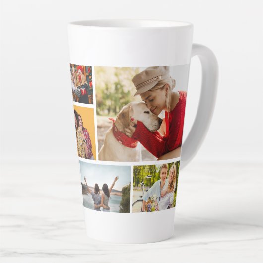 Multi Photo Collage Modern Personalized Name Milchtasse (Rechte Ecke)
