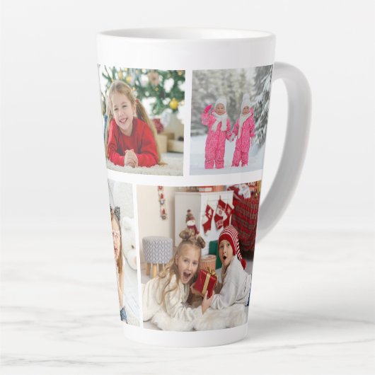 Multi Photo Collage Modern Personalized Name Milchtasse (Rechte Ecke)