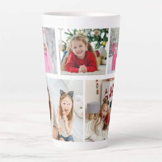 Multi Photo Collage Modern Personalized Name Milchtasse (Vorderseite)