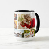 Multi Photo Collage Modern Personalized Name Tasse (VorderseiteRechts)