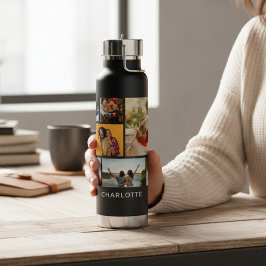 Multi Photo Collage Modern Personalized Name Trinkflasche