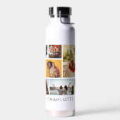Multi Photo Collage Modern Personalized Name Trinkflasche (Links)