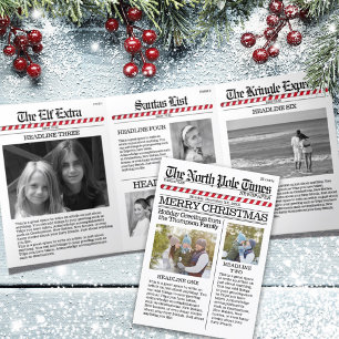 Multi Photo North Pole News Christmas Cute Funny Dreifach Gefaltete Urlaubskarte