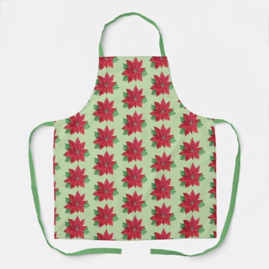 Multi-Poinsettia - Feierliche Schürze - Minze (Vorderseite)