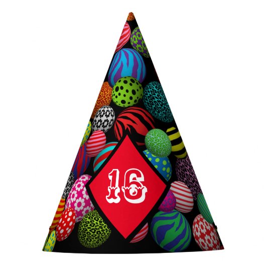 Multi-Print-Kugeln Partyhütchen (Vorderseite)