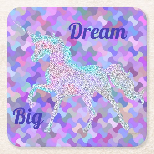 Multi-Prisma farbiger Unicorn-Untersetzer Rechteckiger Pappuntersetzer (Vorderseite)
