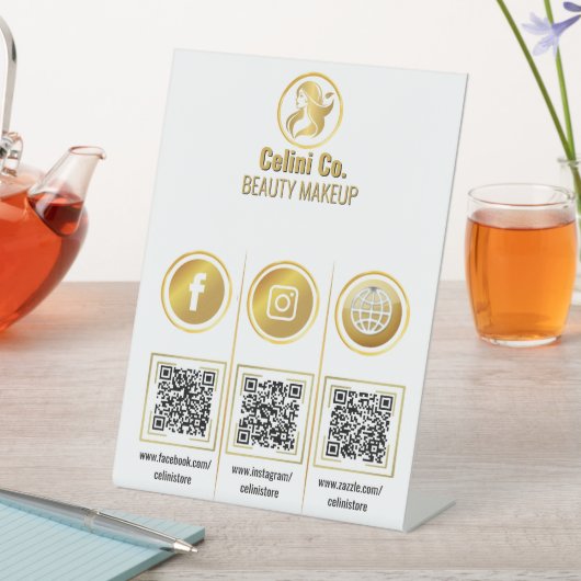 Multi QR Code Business Sign - Social Media Display Sockelschild (In Situ)