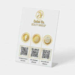 Multi QR Code Business Sign - Social Media Display Sockelschild