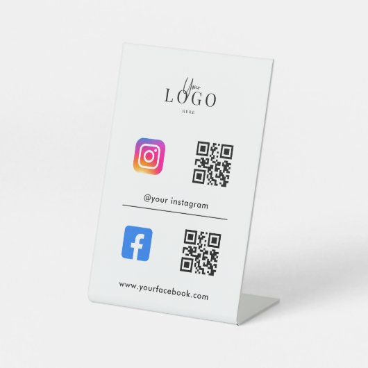 Multi QR Code Business Social Media Sign Sockelschild (Vorderseite)