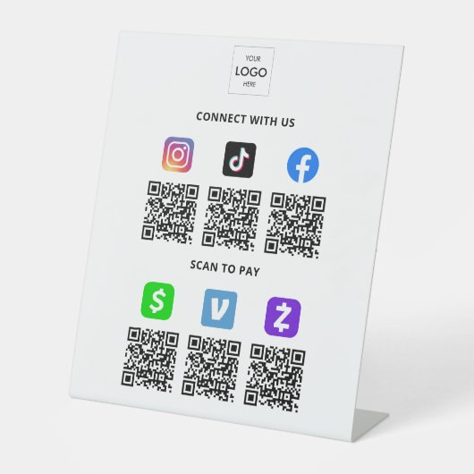 Multi-QR-Code-Geschäft Sockelschild (Vorderseite)