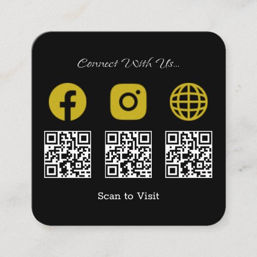 Multi QR Code Modernes Social Media Sign Quadratische Visitenkarte (Vorderseite)