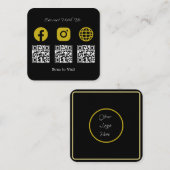 Multi QR Code Modernes Social Media Sign Quadratische Visitenkarte (Vorne/Hinten)