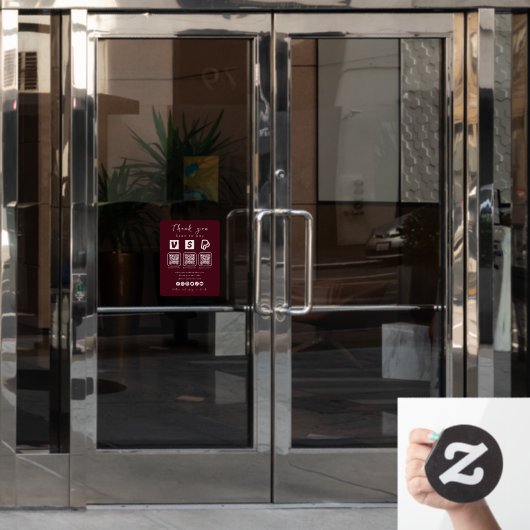 Multi QR Code Paypal Venmo Cash App Burgundy Fensteraufkleber (Büro Tür)