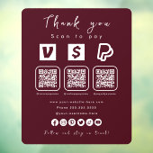 Multi QR Code Paypal Venmo Cash App Burgundy Fensteraufkleber (Blatt 3)