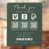 Multi QR Code Paypal Venmo Cash App Forest Green Fensteraufkleber (Blatt 2)