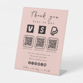 Multi QR Code Paypal Venmo Cash App Modern Pink Sockelschild (Vorderseite)