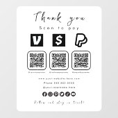 Multi QR Code Paypal Venmo Cash App Modern White Fensteraufkleber (Blatt)