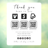 Multi QR Code Paypal Venmo Cash App Modern White Fensteraufkleber (Blatt 3)