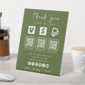 Multi QR Code Paypal Venmo Cash App Moss Green Sockelschild (In SItu)
