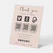 Multi QR Code Paypal Venmo Cash App Soft Peach Sockelschild (Vorderseite)