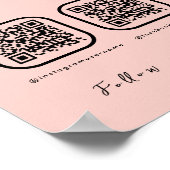 Multi-QR-Code-Prüfung, um Social Media Blush Pink Poster (Ecke)
