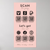 Multi-QR-Code-Prüfung, um Social Media Blush Pink Poster (Vorne)