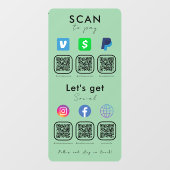 Multi QR Code Social Media Scan zu Minze Green Fensteraufkleber (Blatt)