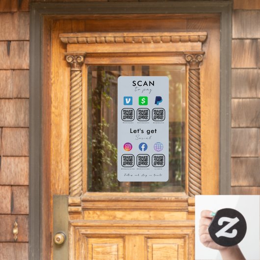 Multi QR Code Social Media Scan zur Bezahlung von Fensteraufkleber (Haustür)