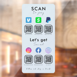Multi QR Code Social Media Scan zur Bezahlung von  Fensteraufkleber