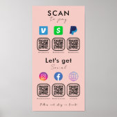 Multi-QR-Code Verbindung mit uns Scan zu pinkfarbe Poster (Vorne)
