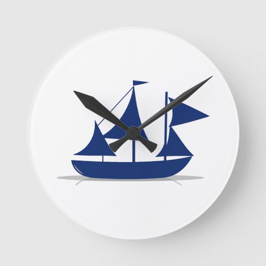 Multi-Sail Sailboat Marine Nautical Runde Wanduhr (Vorderseite)