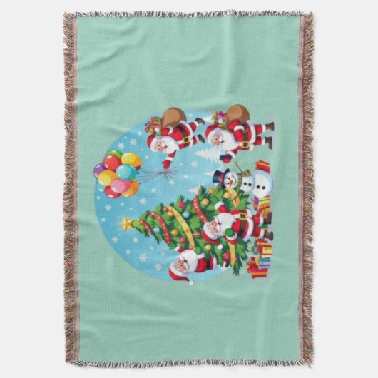 **“Multi-Santa Christmas Fun – 3D Cartoon Transpar Decke (Vorderseite Vertikal)