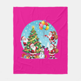 **“Multi-Santa Christmas Fun – 3D Cartoon Transpar Fleecedecke