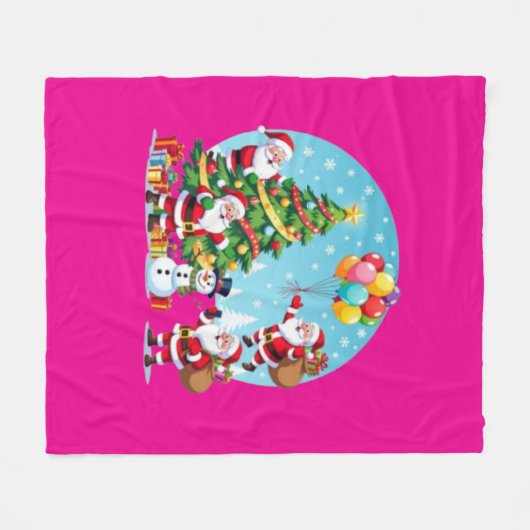 **“Multi-Santa Christmas Fun – 3D Cartoon Transpar Fleecedecke (Vorderseite (Horizontal))
