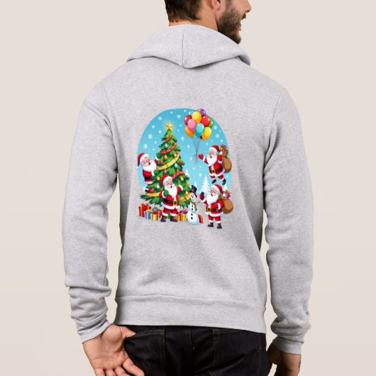 **“Multi-Santa Christmas Fun – 3D Cartoon Transpar Hoodie (Rückseite)