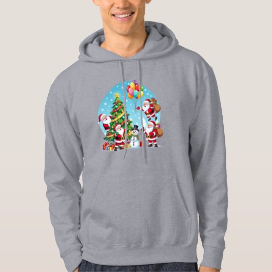 **“Multi-Santa Christmas Fun – 3D Cartoon Transpar Hoodie (Vorderseite)