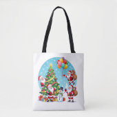 **“Multi-Santa Christmas Fun – 3D Cartoon Transpar Tasche (Vorderseite)