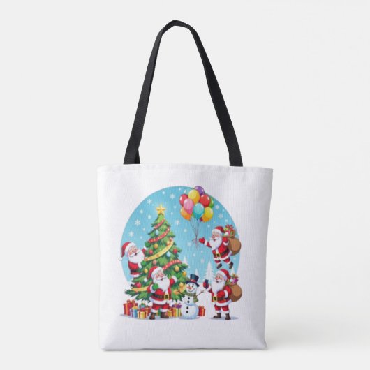 **“Multi-Santa Christmas Fun – 3D Cartoon Transpar Tasche (Rückseite)