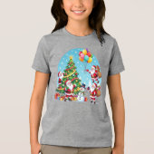 **“Multi-Santa Christmas Fun – 3D Cartoon Transpar Tri-Blend Shirt (Vorderseite)