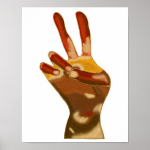 Multi-Skin-Fleischtöne-Friedenszeichen-Hand-Plakat Poster