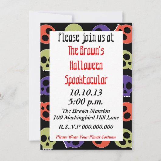 Multi Skulls Einladung (Rückseite)