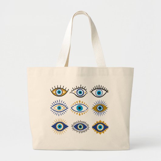 Multi Symbol Evil Eye Jumbo Stoffbeutel (Vorne)