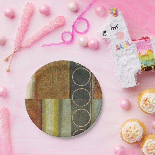 Multi-Texturierte Abstrakte Malerei von Vision Stu Pappteller (Party)