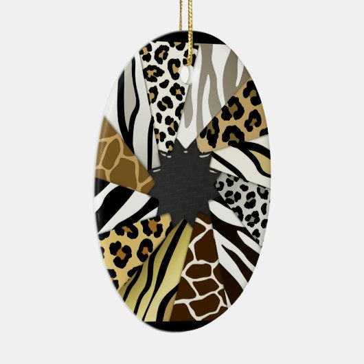 Multi Tierdruckezebra-Tiger addieren Text-Initiale Keramikornament (Rechts)