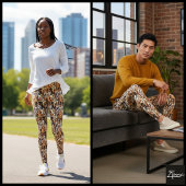 Multi-Tone Crowded Dog Face Mix Pattern Leggings