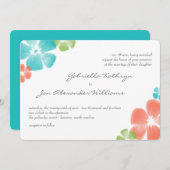 Multi Tropical Watercolor Wedding / Aqua Einladung (Vorne/Hinten)