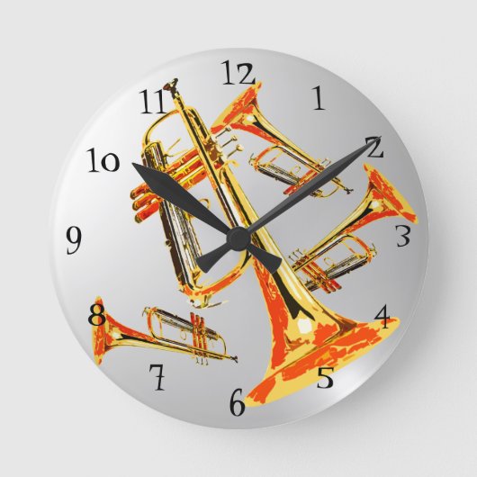 Multi Trumpets Runde Wanduhr (Vorderseite)
