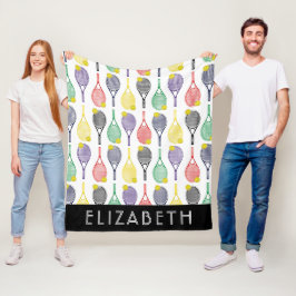 Multi| White Tennis Personalisiert Name oder Monog Fleecedecke