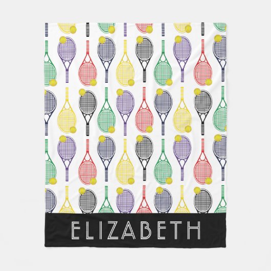 Multi| White Tennis Personalisiert Name oder Monog Fleecedecke (Vorderseite)