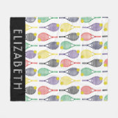 Multi| White Tennis Personalisiert Name oder Monog Fleecedecke (Vorderseite (Horizontal))